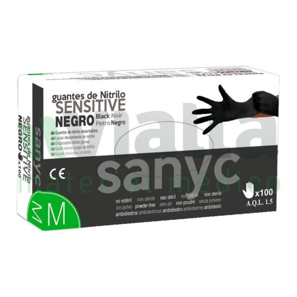 GUANTES DE NITRILO NEGRO PAQ 100 uni