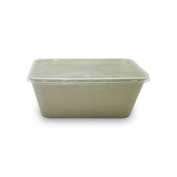 envase rectangular de fibra de trigo 900ml (100) uds